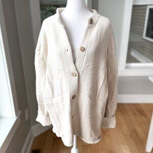 Vintage Brimwick Ivory Cream Nautical Coastal Cotton Cardigan Sweater Sz 2XL